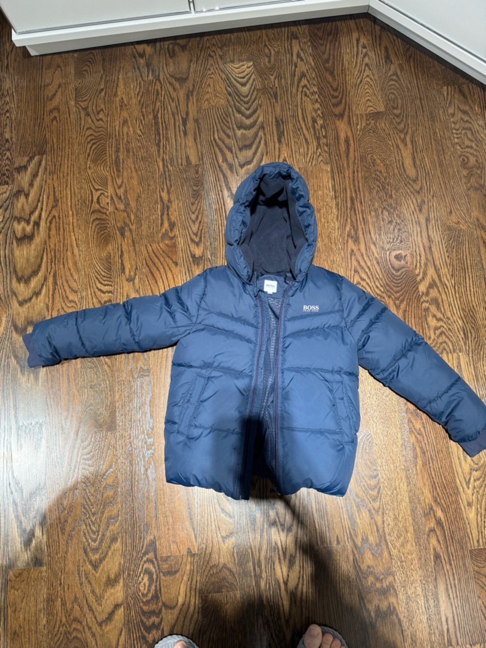 Hugo Boss Kids Navy Blue Puffer Jacket with Hood
